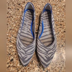 Rothy's Zebra Stripe Flats in Gray 8.5